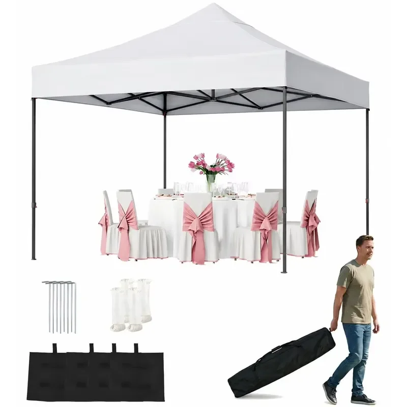 10x10 Pop Up Canopy Tent Waterproof Heavy Duty With Sandbags Stakes For Outdoor Events Parties Beach Backyard Customized