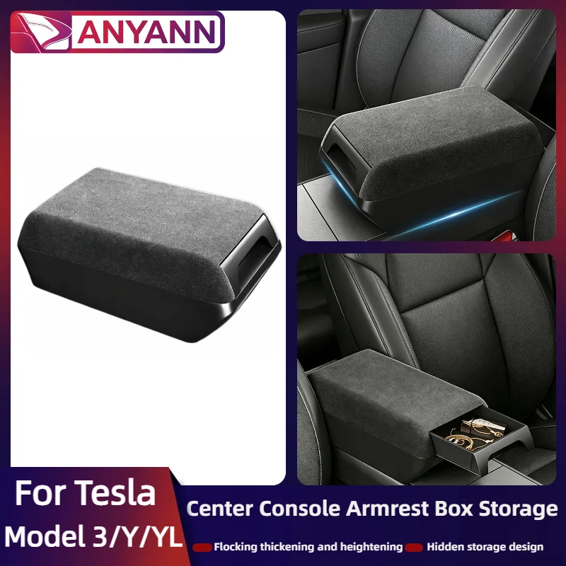 For Tesla Model YL 2026/Y Juniper 2025+/3 Highland 2024+ Center Console Armrest Lid Height Increasing Storage Box Accessories