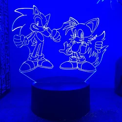 Sonic 3D Anime Night Lamp LED Illusion Lamp 7 Colors / 16 Colors Decorative Table Lamps Creative Birthday Christmas Gift