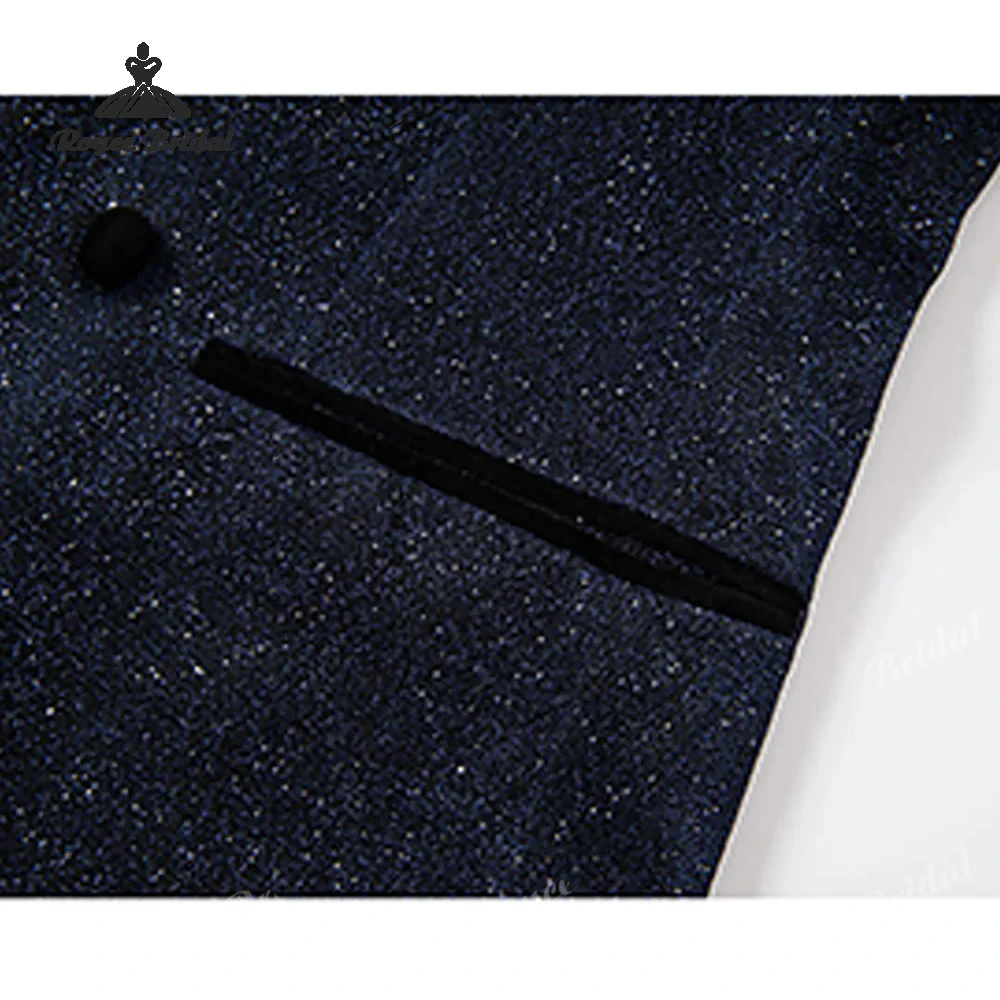 Sparkly Navy Sequin Two Piece Men's Suit Wedding 2026 Shawl Lapel Evening Prom Suit Customized trajes para hombre