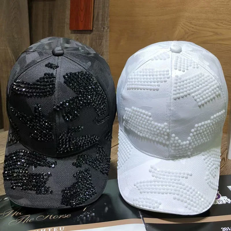 Neue Entenmütze für Herren und Damen, Frühling und Herbst, Outdoor-Freizeitmütze mit Diamanten, koreanische Version, Baseballkappe mit Schirm – Detail 2