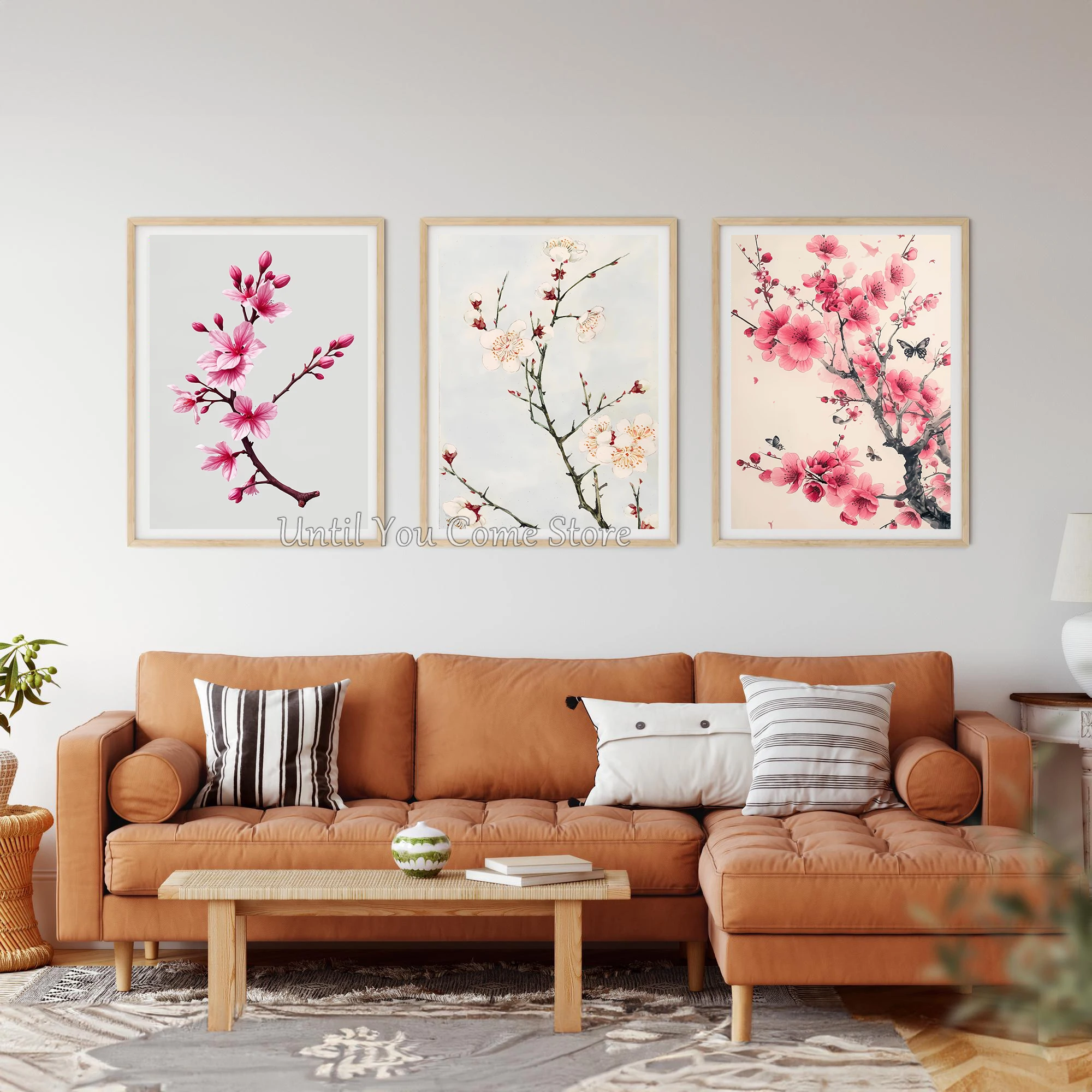 Elegant Premium Cherry Blossom Series Landscape Poster Print Canvas Pictures Home for Living Room Wall Modern Decor Frameless