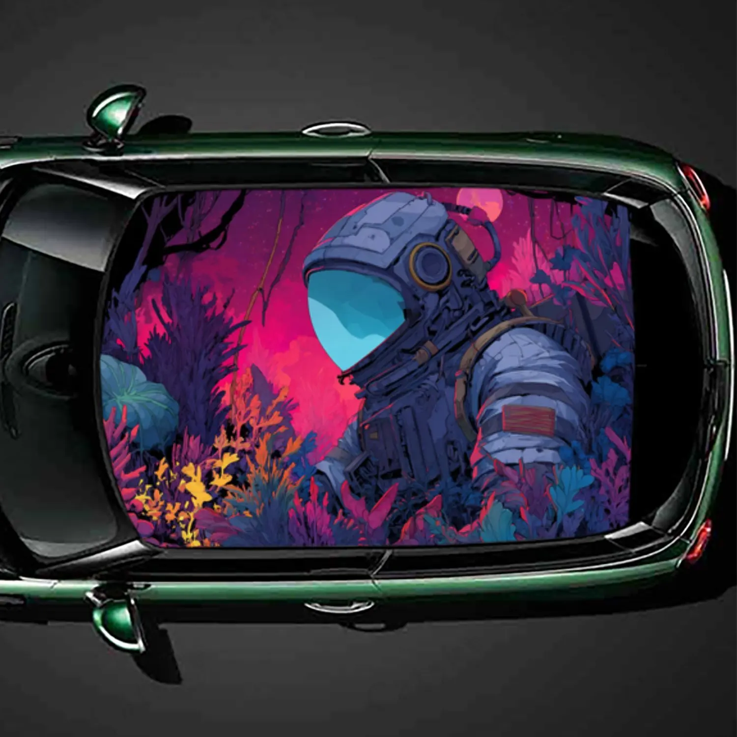 

Киберпанк астронавт неоновая наклейка на крышу автомобиля ПВХ самоводонепроницаемая палка, яркие авто внешние аксессуары украшение защита подарок