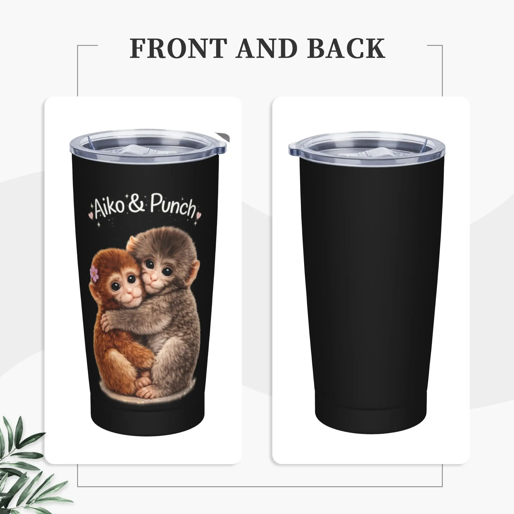 Stainless Steel Tumbler Monkey Punch Aiko Cute Animal Friendship Coffee Mug  Portable Cold Drink Mugs Cup Travelist Water Bottle