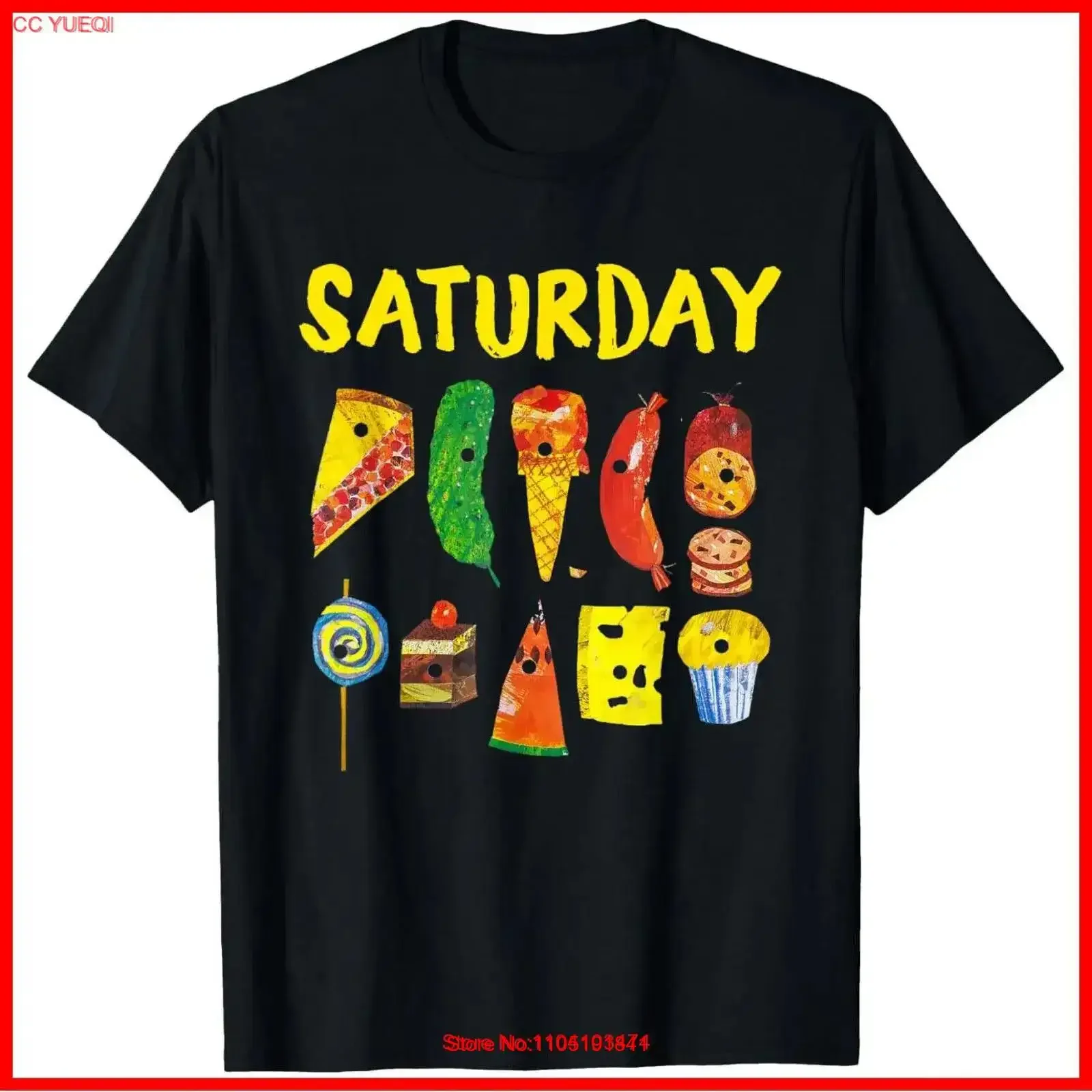 Hungry Caterpillars Saturday Fruits Kindergarten Teacher Black Cotton T Shirt vintage Washed Versatile Breathable Stretched