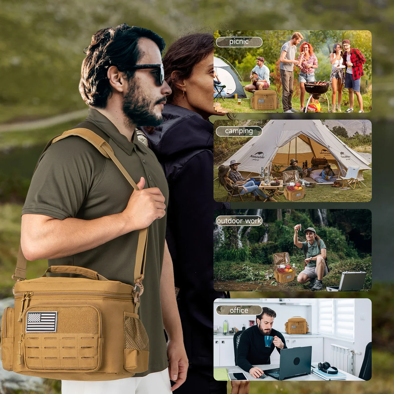 Tactical Thermal Cooler Bag picnic cooler box camping lunch bag Outdoor Heavy Duty Lunch Boxs cooler backpack camping storage