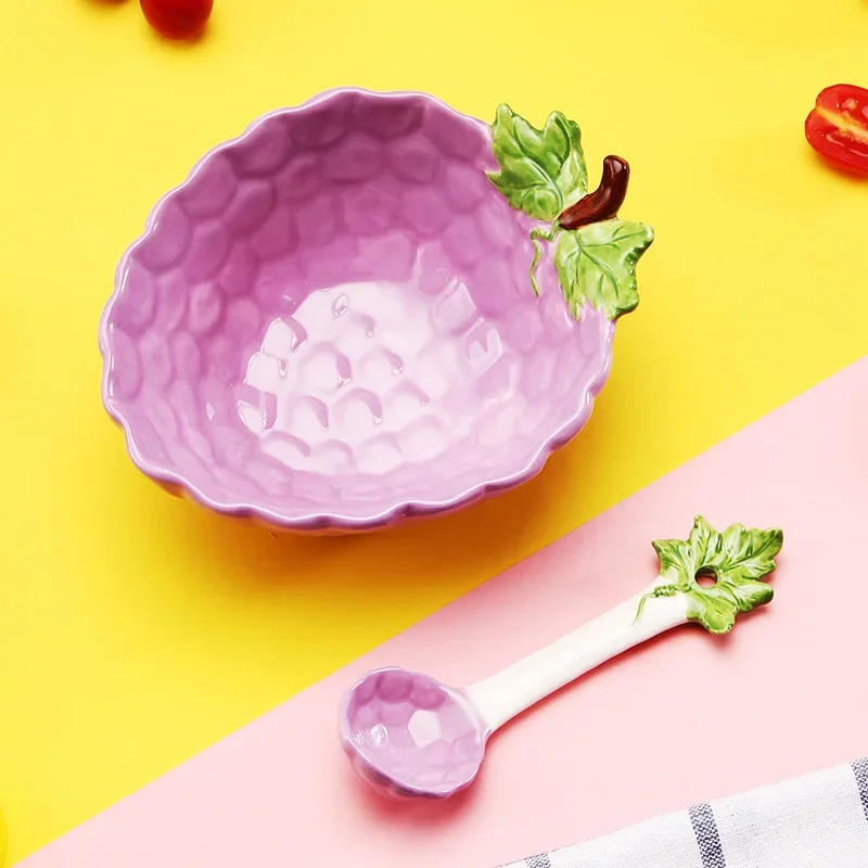 

Креативная керамическая миска для десертного салата в форме винограда, милые мультяшные миски для супа, бытовая миска для лапши быстрого приготовления, миска для риса, посуда