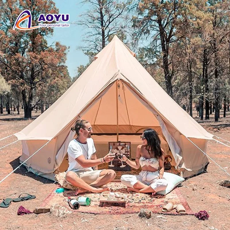 

Luxury Waterproof Oxford & Cotton Mongolian Yurt Tent Outdoor Glamping Bell Tent For Camping