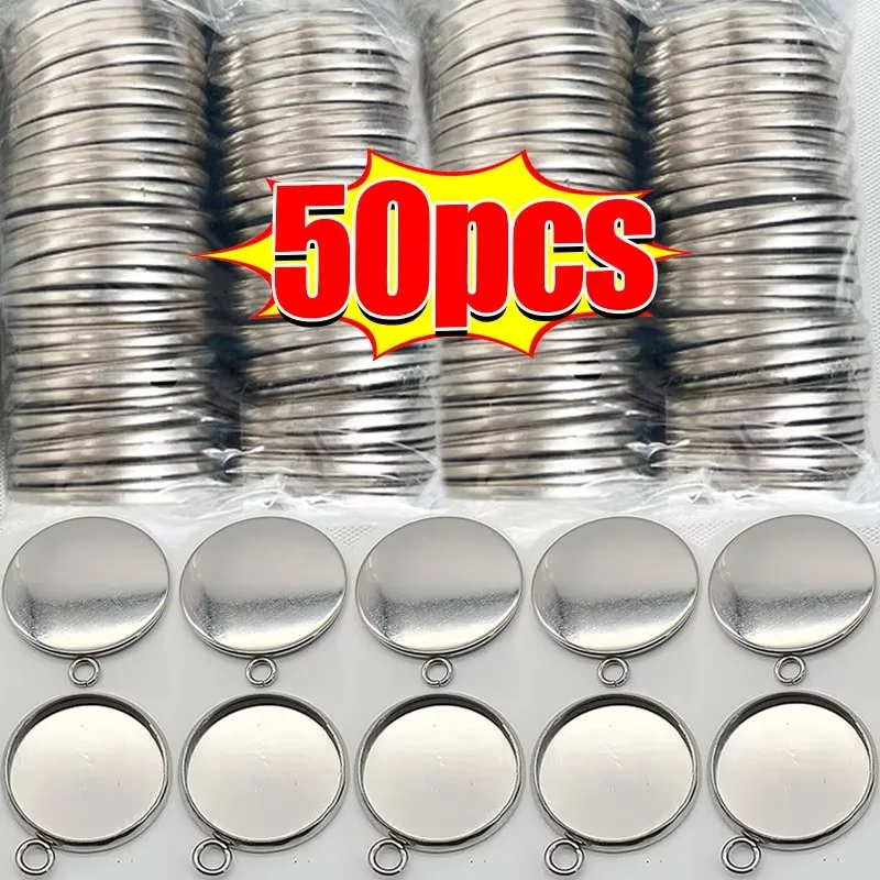 DIY 10-30mm Silver Color Stainless Steel Cabochon Base Ewelry Making Discs Pendant Settings Blank Tray for Cameo Jewerly Making