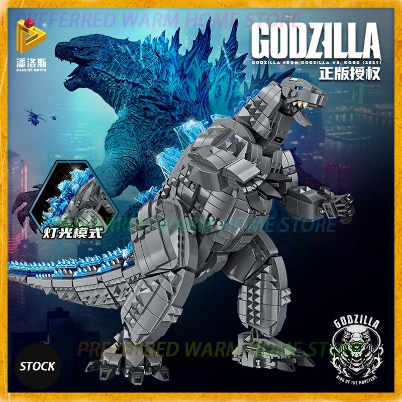 PANLOS BRICK Godzilla vs Kong Building Blocks Assembly Model Toy for Children and Adults Llluminated Mecha Godzilla King Kong