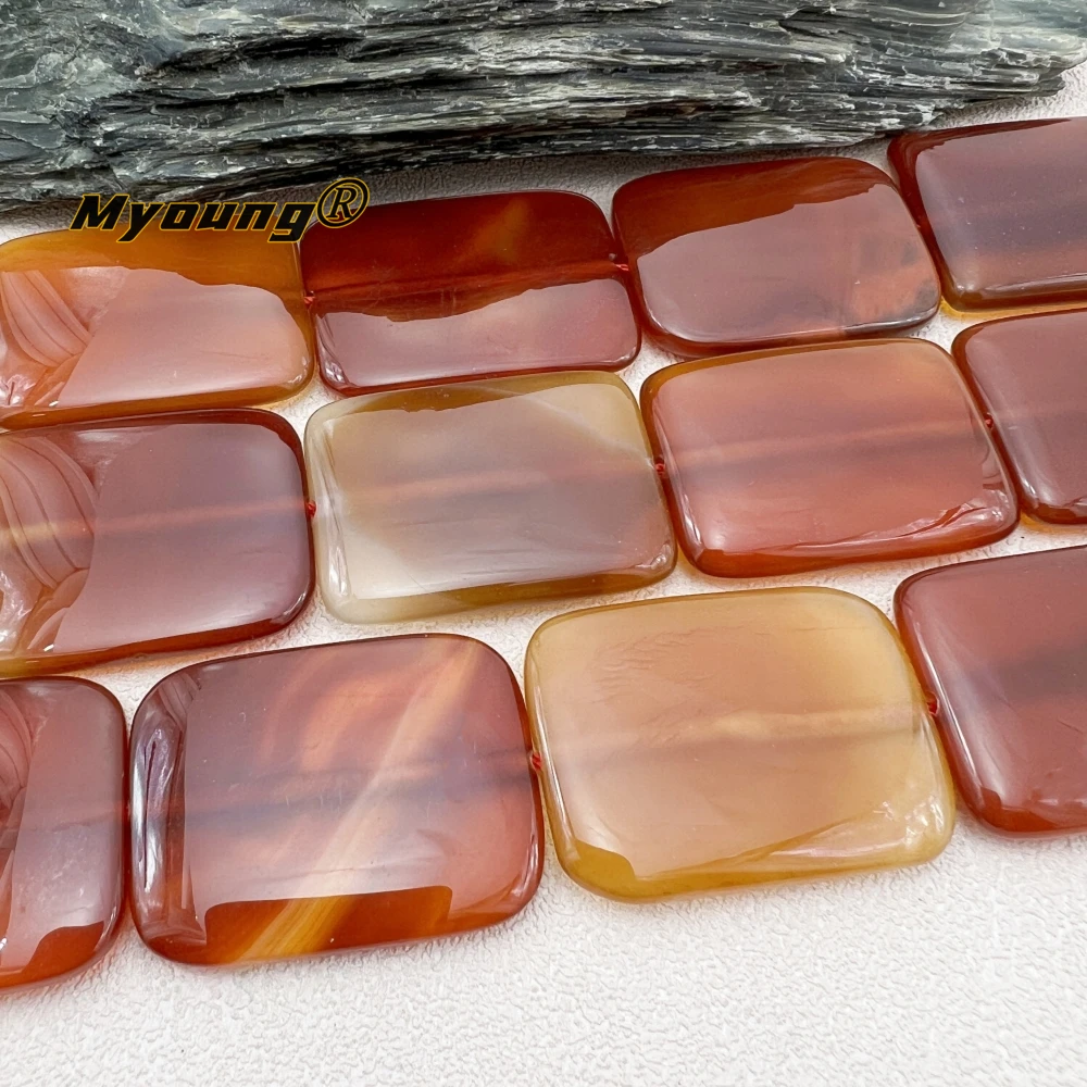 30x40MM 10PCS Large Rectangle Shape Natural Red Agates Slice Focus Pendant Beads For DIY Jewelry Making MY240113