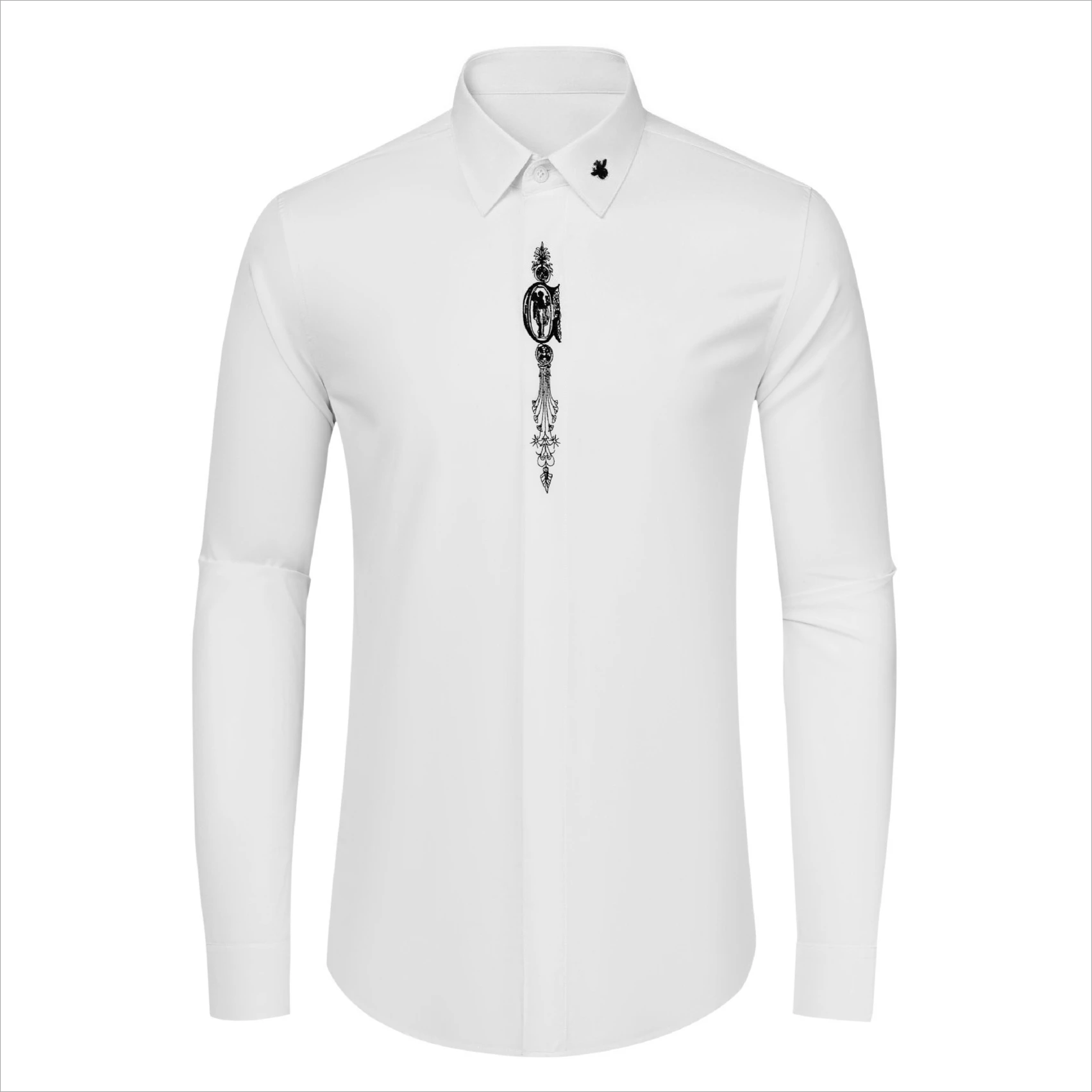 

Brand Classic Bee Embroidered Men's Shirt Casual Business Office Shirt Long Sleeve Cotton Banquet Party Shirts Camisa Masculina