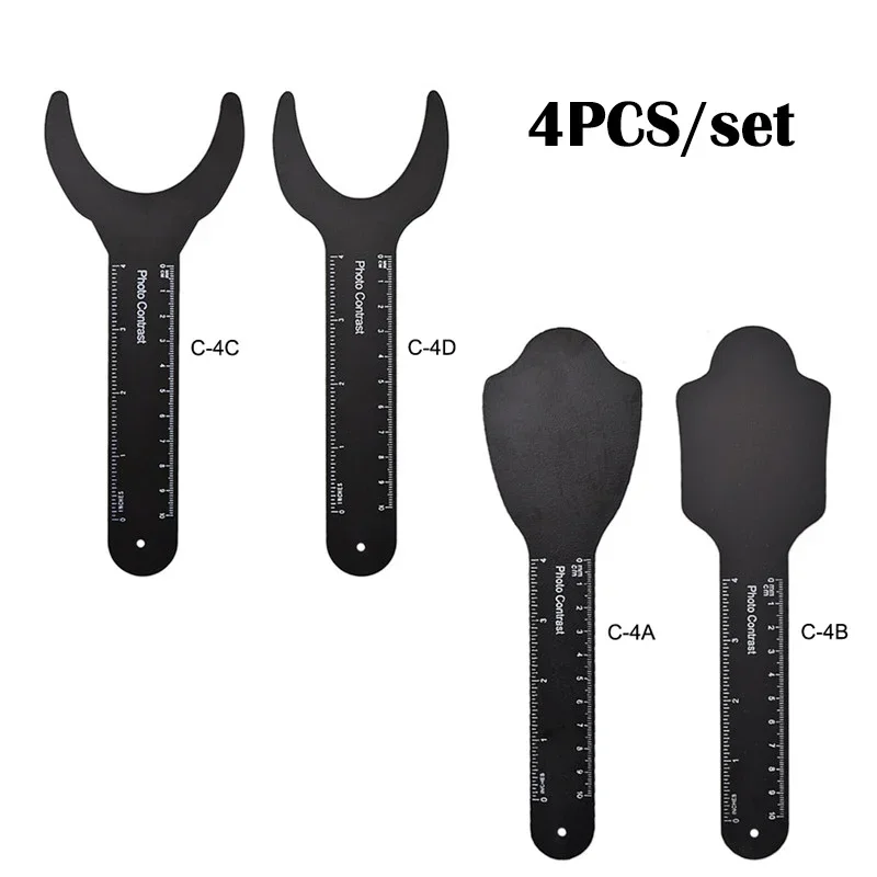 4Pcs Dental Orthodontic Black Background Board Metal Cheek Plate Photo Contrast Scale Mark Autoclavable Set