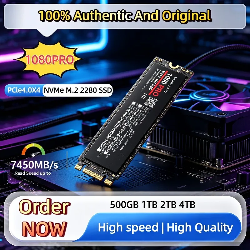 100% 정품 1080PRO PCIe 4.0 NVMe M.2 2280 SSD 500GB-4TB, 빠른 데이터 전송으로 게임 및 생산성 향상, 고성능 SSD