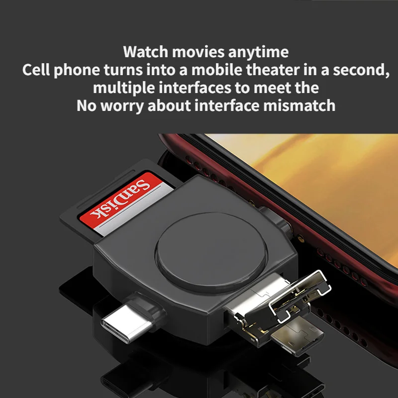 Lector de tarjetas 4 en 1 tipo c, Micro USB, OTG, para IPhone, iPad, Android