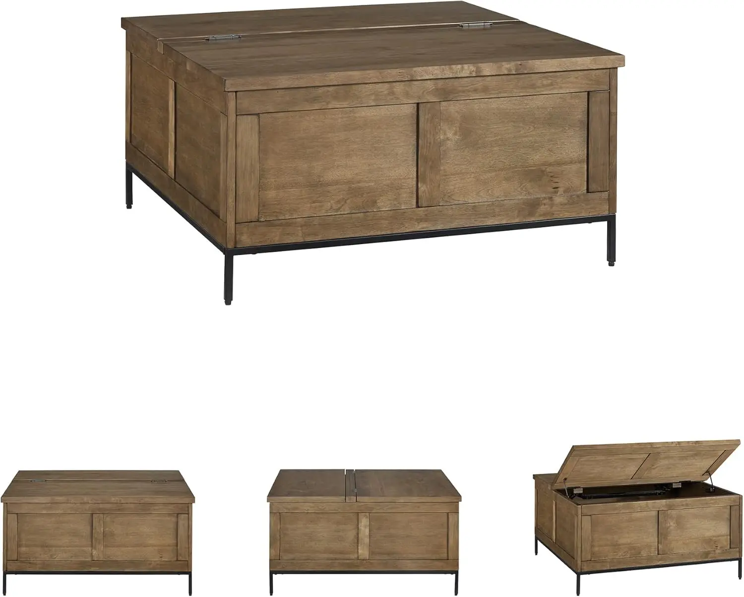 Signature Design by Ashley Torlanta Casual Lift-Top Coffee Table with Hinged Design and Storage, Light Brown & Black