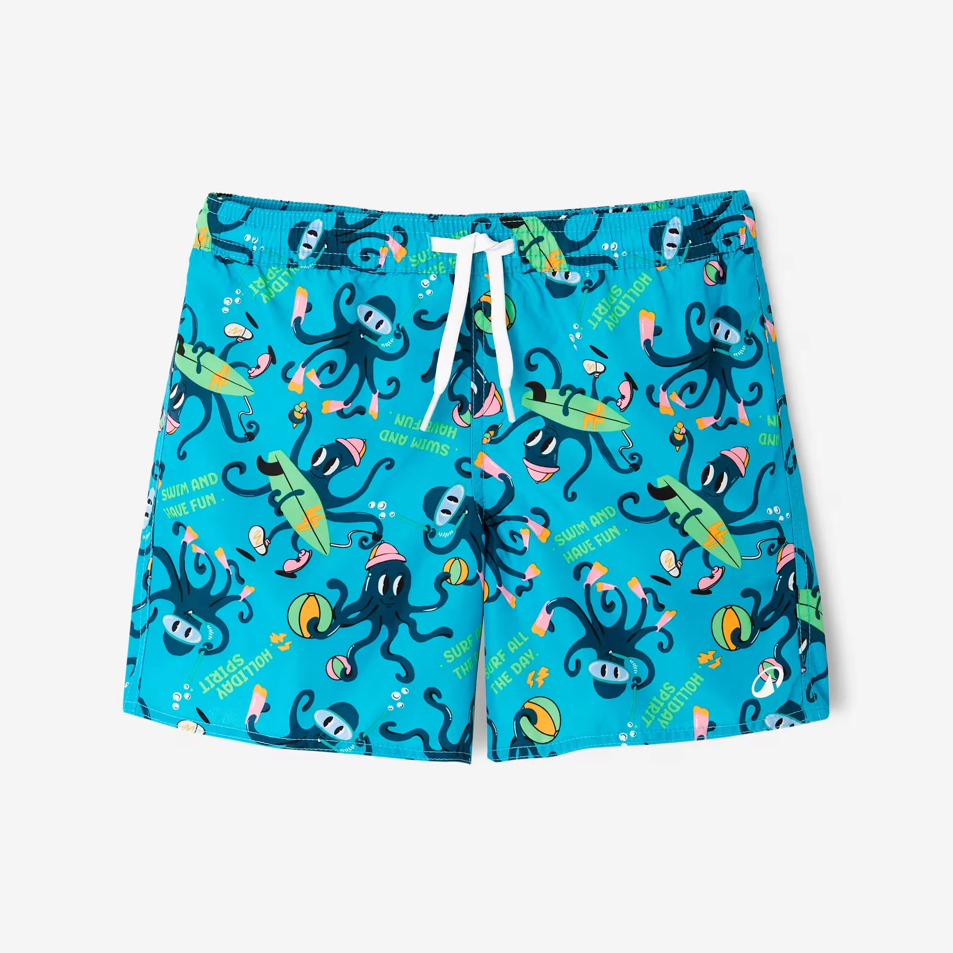 Men Ocean Swim Shorts, Quick Dry and Breathable. Underwater Creature Design, Relaxed Fit for Seaside Leisure and Water Sports