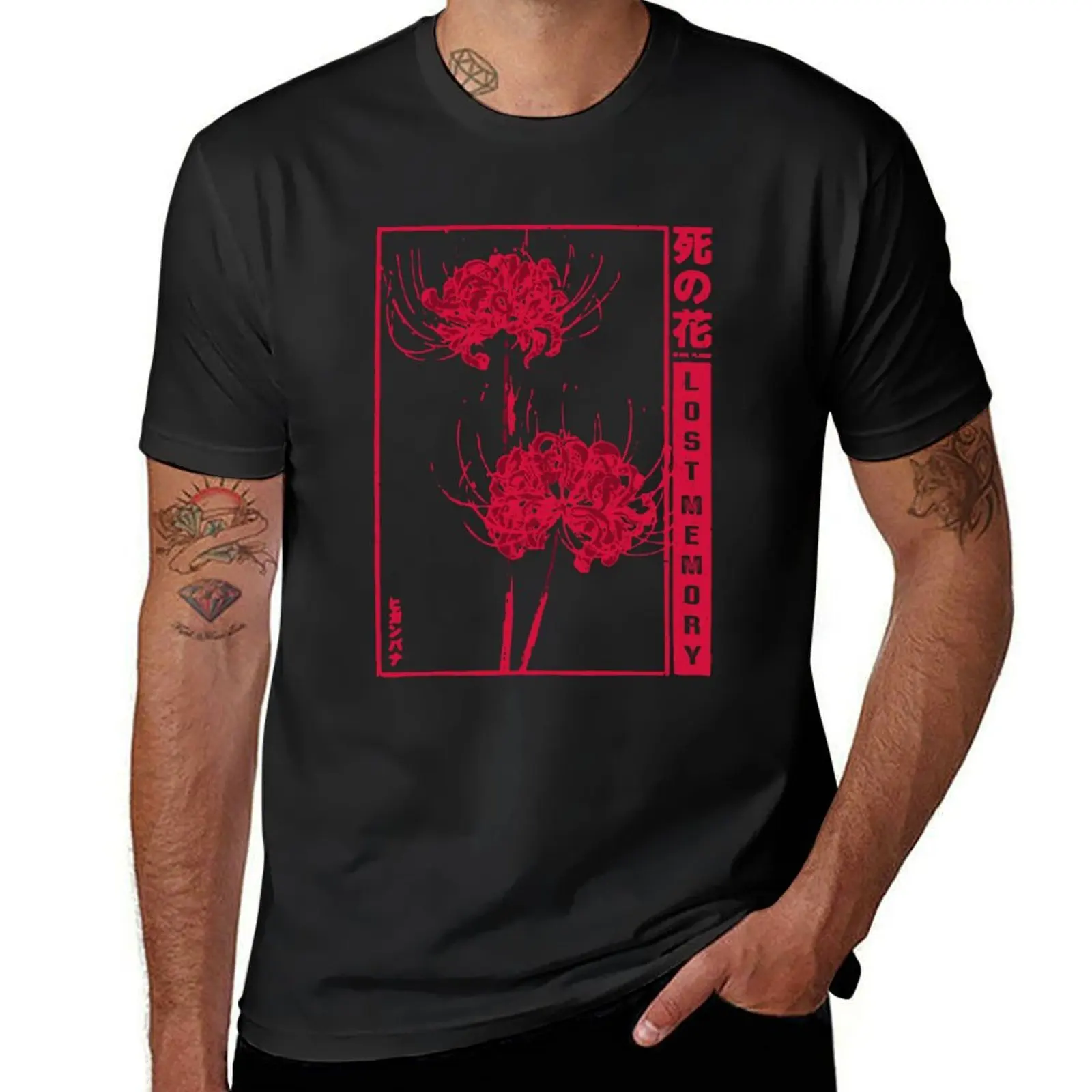 

Lost Memory - red spider lily lily T-Shirt tops anime mens big and tall t shirts