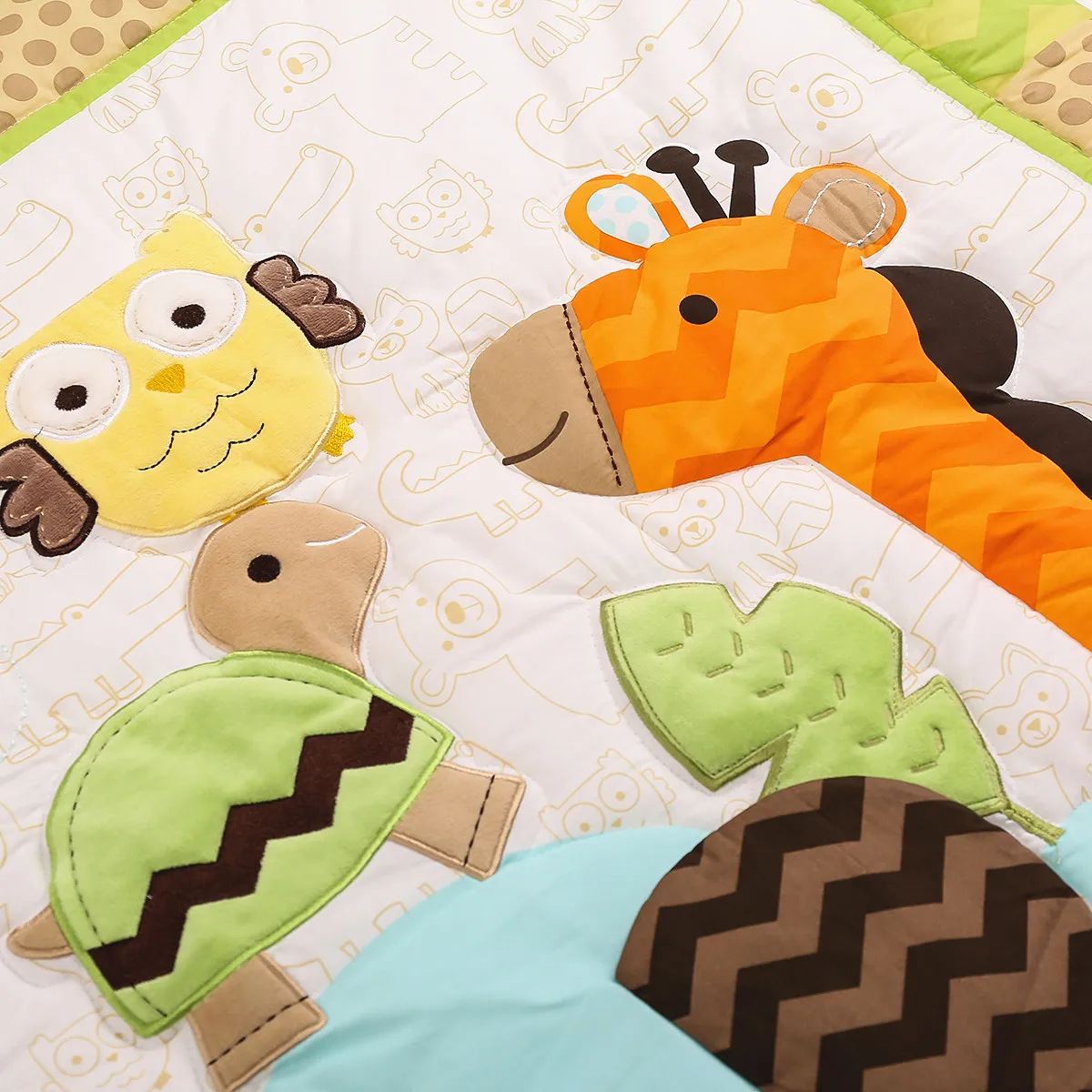 3Pcs Jungle theme Baby Cot Bedding Set baby boy nursery bedding set kit berço pra bebê (Baby Comforter Fitted Sheet Crib Skirt)