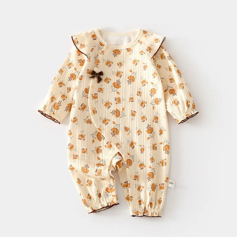 Somenie Baby Onesie Baby Newborn Boneless Spring and Autumn Pure Cotton Romper Jacquard Infant and Toddler Clothing