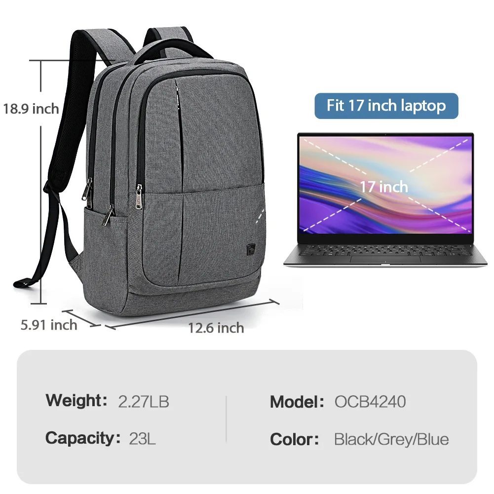 OIWAS Men Business Backpack 17 inch Laptop Bag Large Capacity Backpack Waterproof Fashion Bags for Male Women Notebook Traveling