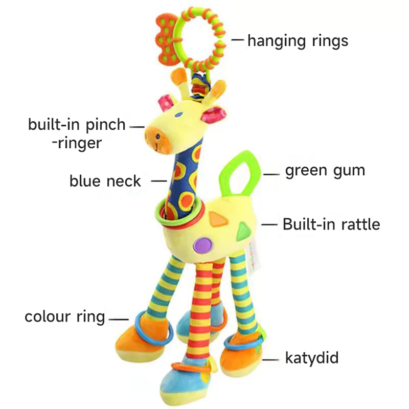 Zachte Giraffe Polsbandje Workout Speelgoed Kinderen Op een voertuig gemonteerde muziek Hanger Baby Slapen Metgezel Leuke Action Figure Speelgoed Cadeau