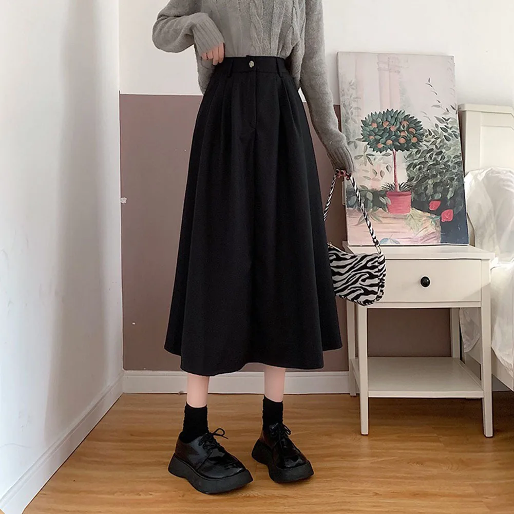 

Casual Wear High Waist Women Dress Korean Mid Length Skirt Brand New Female Clothing Moderate Elasticity Fabric