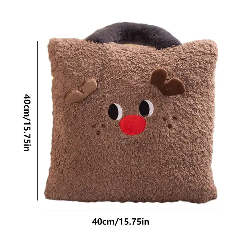 Pluche Kerstkussen Winter Vakantiekussen Voor Bank 16X16 Inch Vakantie Pluche Kussen Santa Elanden Kerstboom Vierkant Zacht