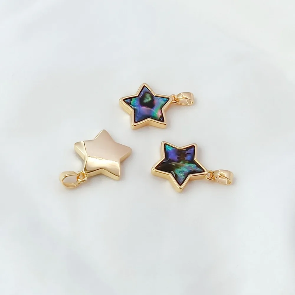 14K Gold-plated Black Shell-bonded Geometric Circular Hexagonal Rectangular Pendant DIY Pendant Decoration