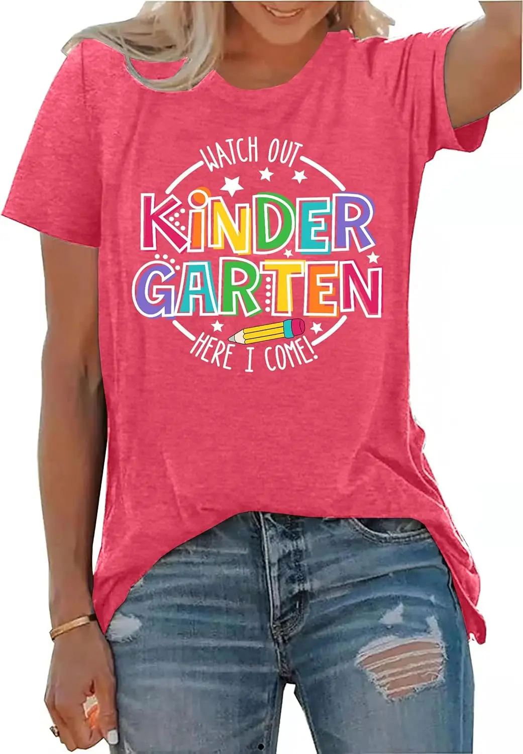 Camisas de professor de jardim de infância para mulheres professor gráfico camiseta casual inspirador presente de ensino tops