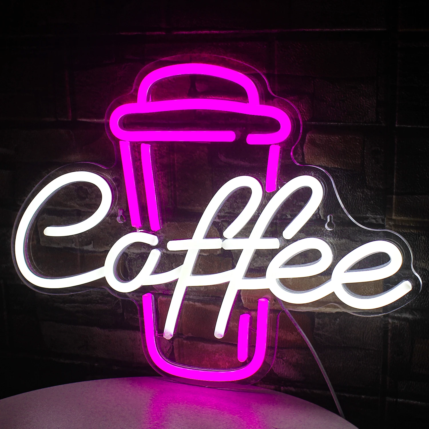 Imagem -03 - Usb Led Neon Light Sign Sinal de Café Rosa Branco Wall Decor Adequado para Café Bar Restaurante Cerveja Pub Quarto Birthday Party