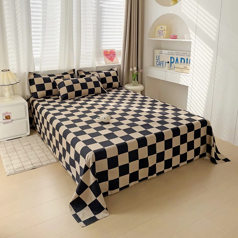 Sábanas de cama con estampado plano, funda de colchón lavada respetuosa con la piel, colcha cómoda, tamaño doble Queen, tamaño completo, estilo nórdico duradero