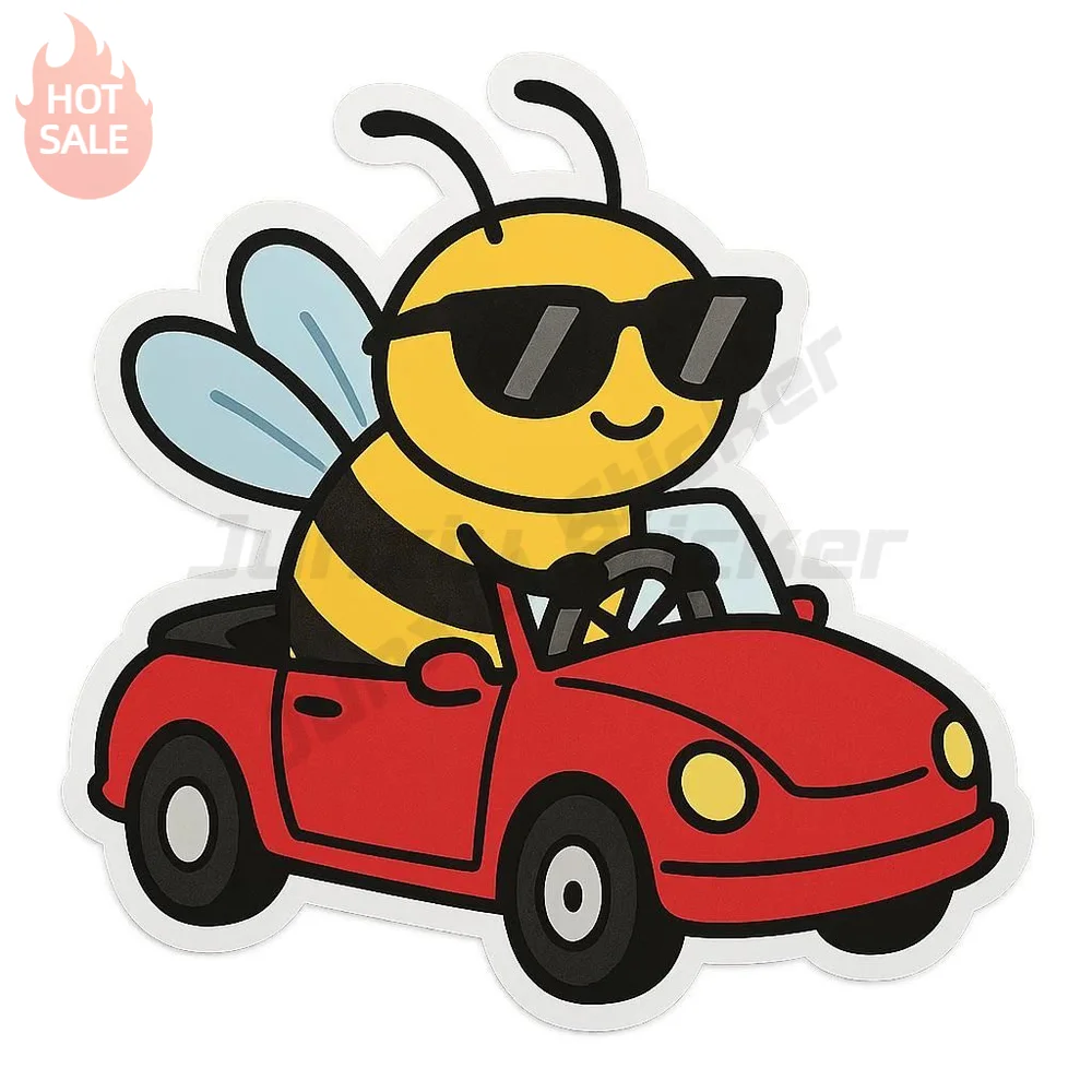 Bee Convertible Fun Sunglasses Driving Summer Vinyl Sticker Distinctive Waterproof For Car Window Decal Exterior Decoration