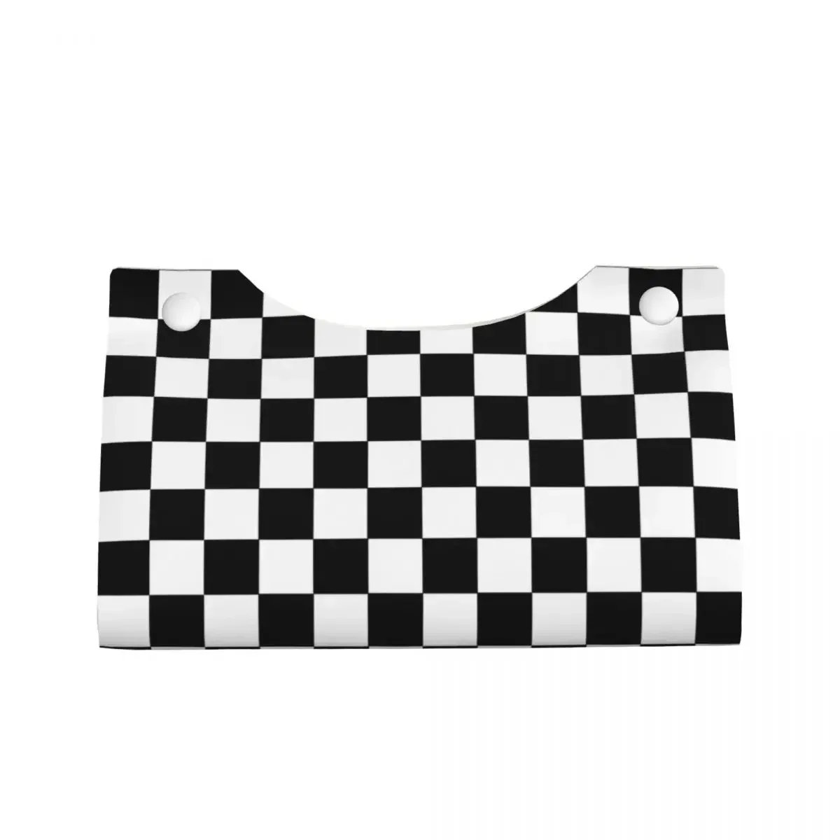 Custom Black And White Checkered Facial Tissue Box Cover Rectangular Geometric Checkerboard PU Leather Tissue Box Holder for Car