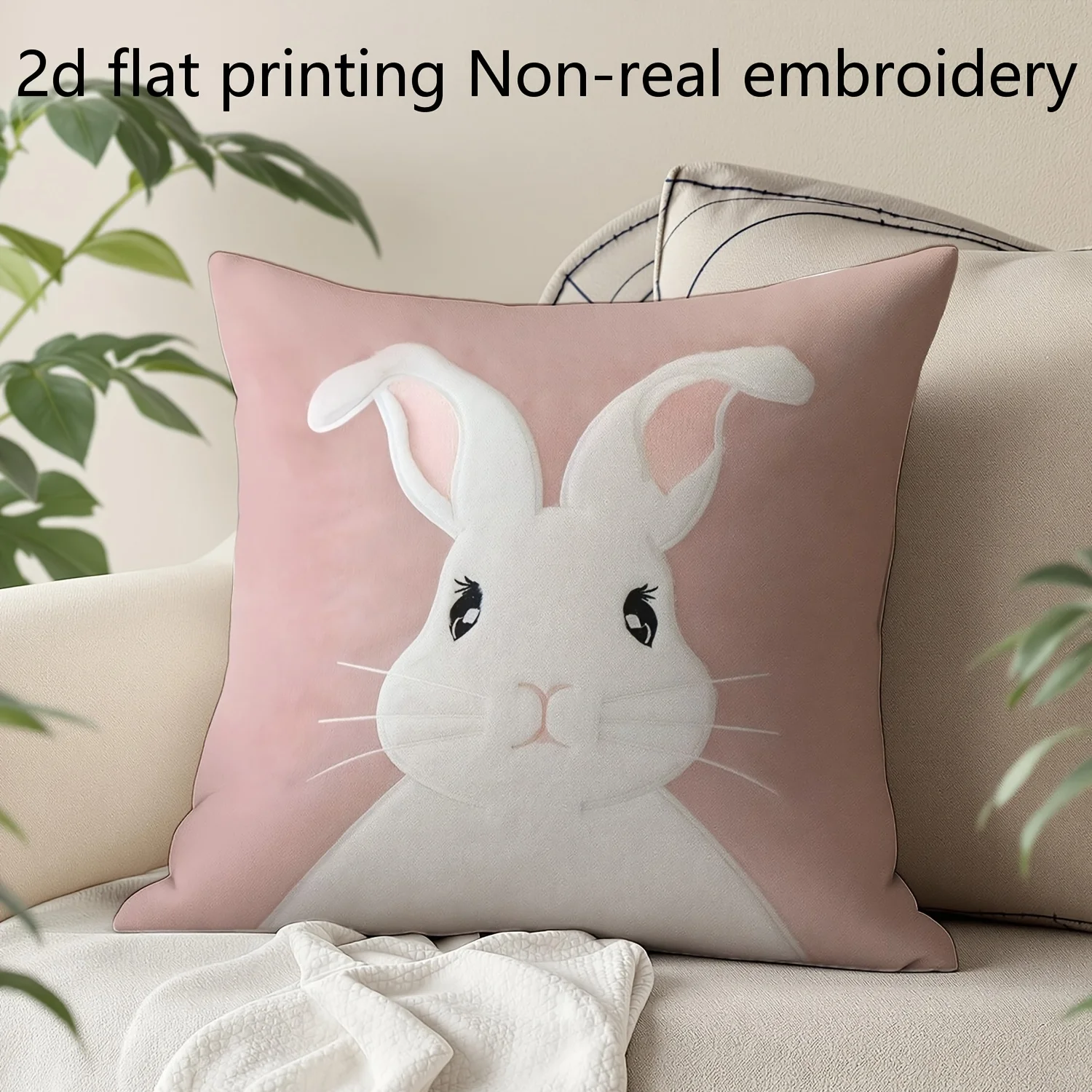 Easter Bunny Pillow Cover 1 Pack Cute Double-Sided Printed Pillowcase Spring Easter Home Bedroom Decor Cushion Case for Sofa Bed