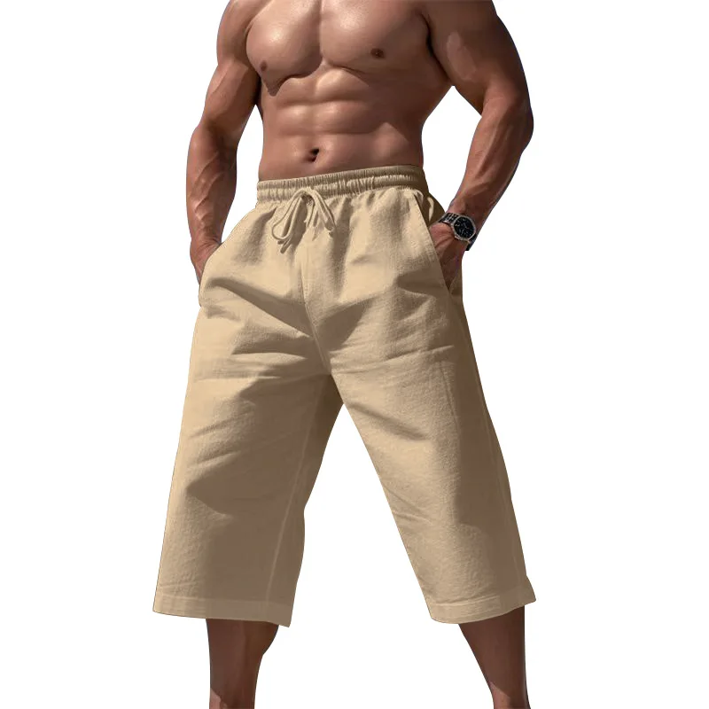 2025 Men's Summer Loose Casual Sports Cropped Pants Men's Linen Pants Men Clothing Streetwear Men Mens Pants