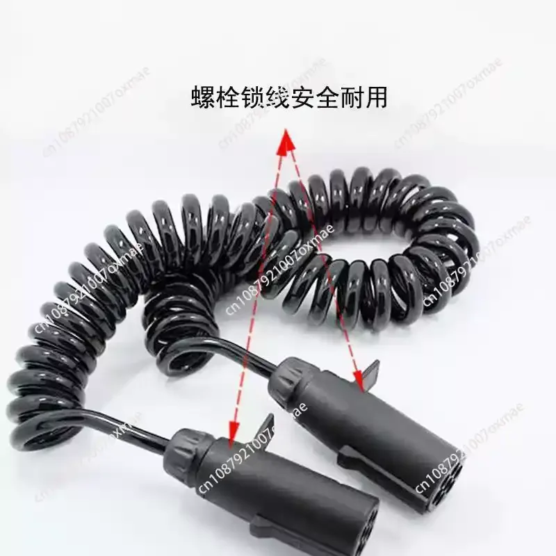 7-core Spiral Cable Truck Trailer Cable Semi-trailer Connection Cable Assembly Power Reel Trailer Breakaway Electrical Plugs
