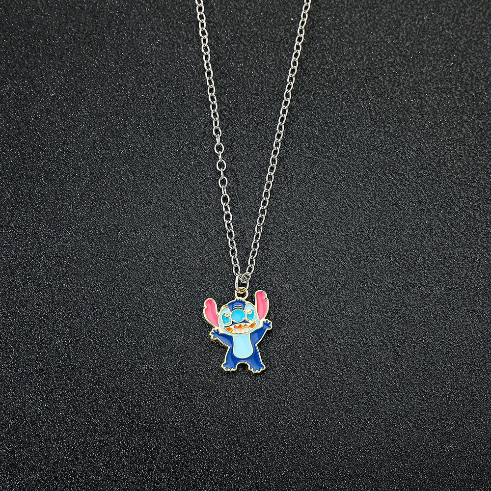 Lilo & Stitch Cartoon Metal Necklace Pendant for Women, Characters Necklaces, Children's Jewelry, Kids Gifts