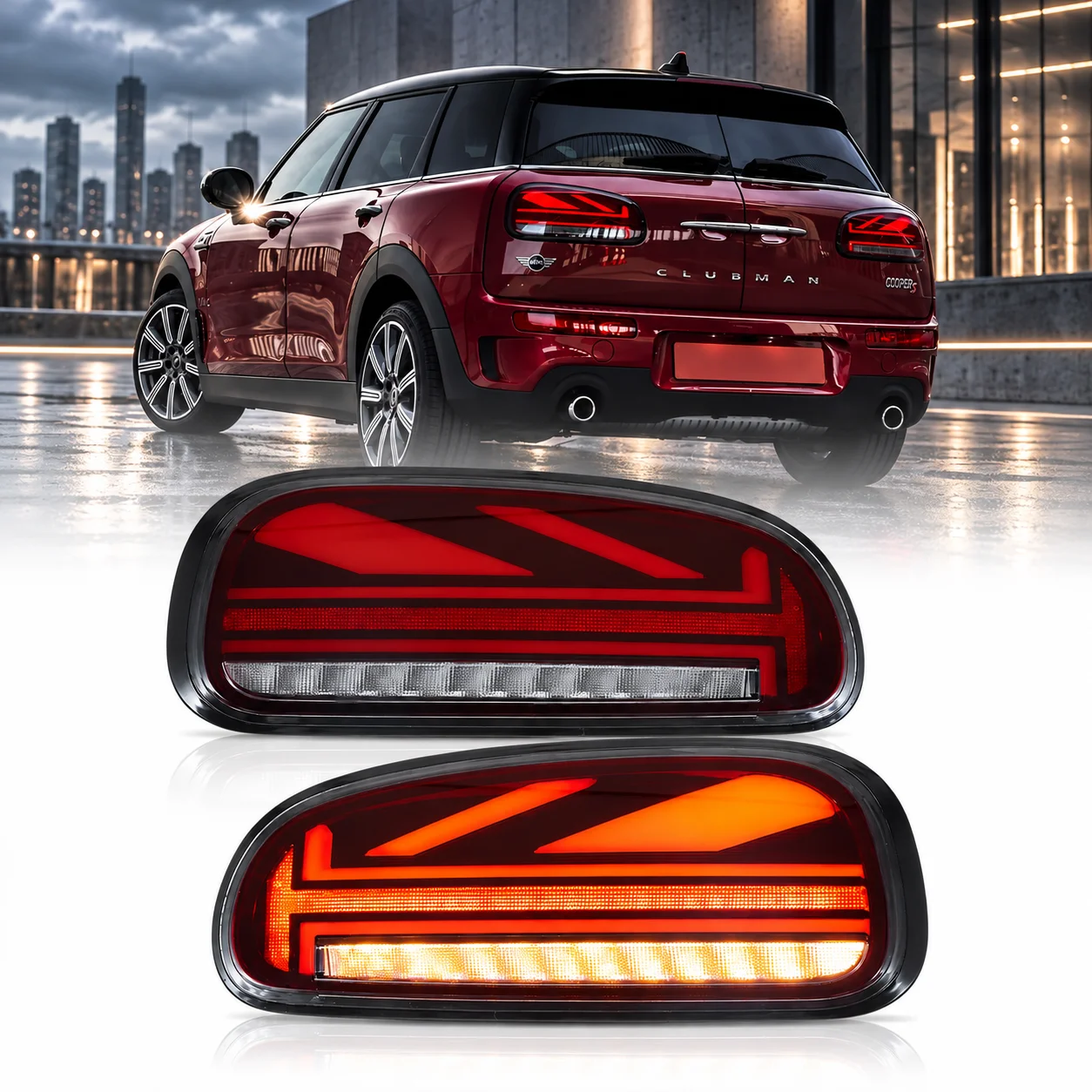 Feux arrière à LED complets pour Mini Clubman F54 2015-2023, lentille rouge, design Union Jack, clignotants séquentiels, feux de freinage et de recul, remplacement OEM