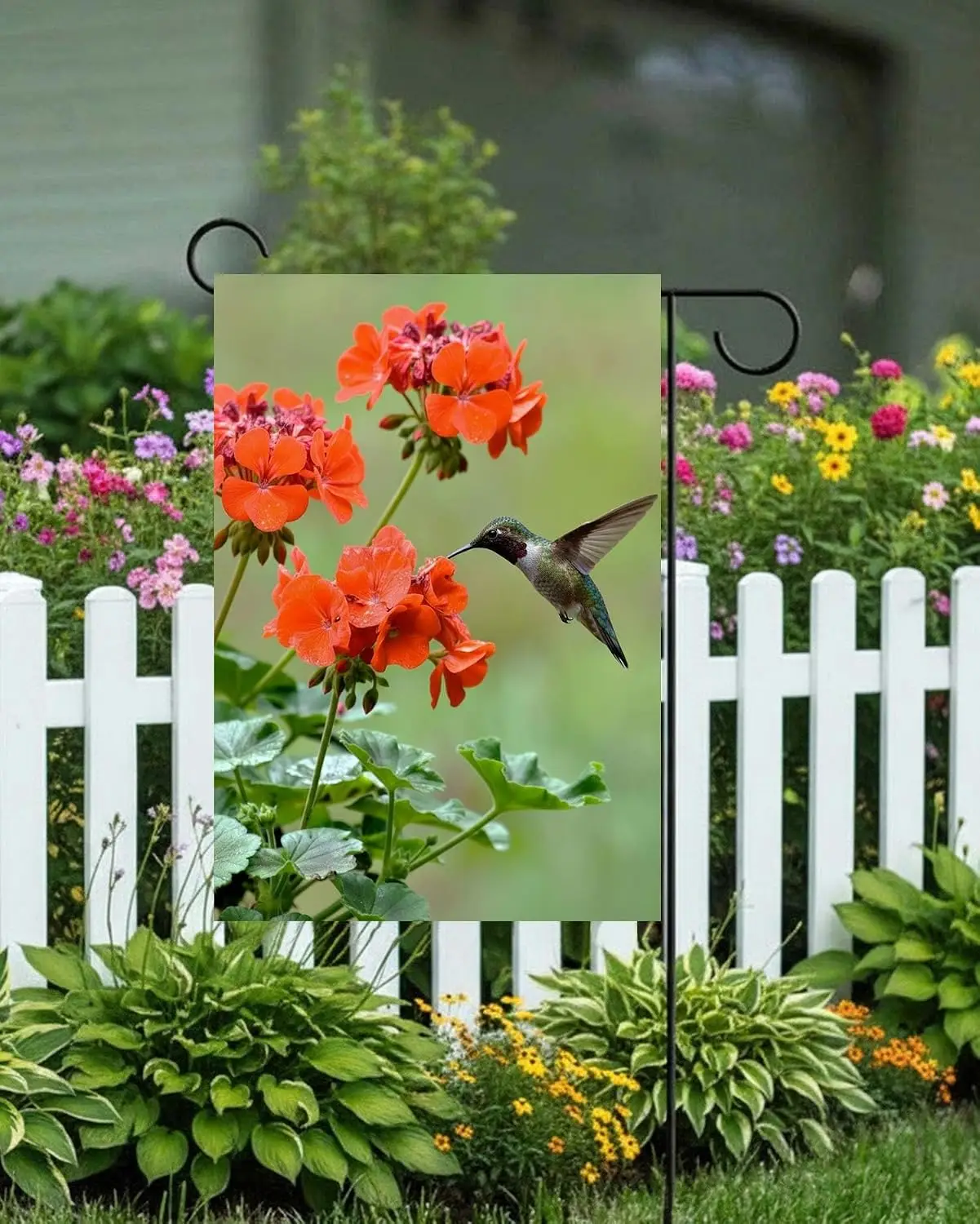 Hummingbirds Birds Spring Summer Red Flowers Blossom Seasonal Garden Yard Flag 12