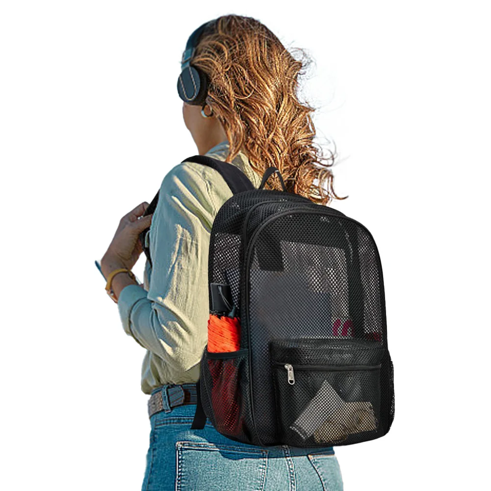 

Mesh Backpack See Through Backpack with Adjustable Straps Fitness Training Bag for Commuting Swimming Beach Outdoor Sports