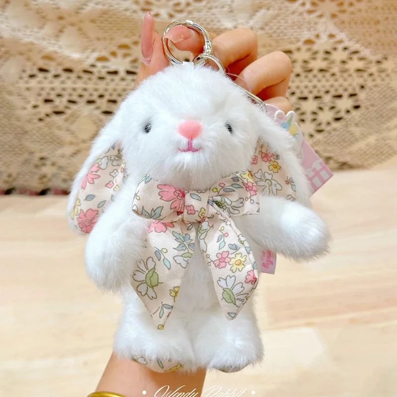 15cm Easter Bunny Keychain Plush Toy Cute Bow Rabbit Multicolored Stuffed Animal Plushies Dolls Happy Easter Day Gifts For Girls