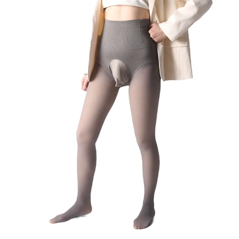 

Sissy Pouch Pantyhose Mens Winter Warm Tights Stockings Peni Sleeve Erotic Lingerie Male High Waist Elastic Thickened Leggings