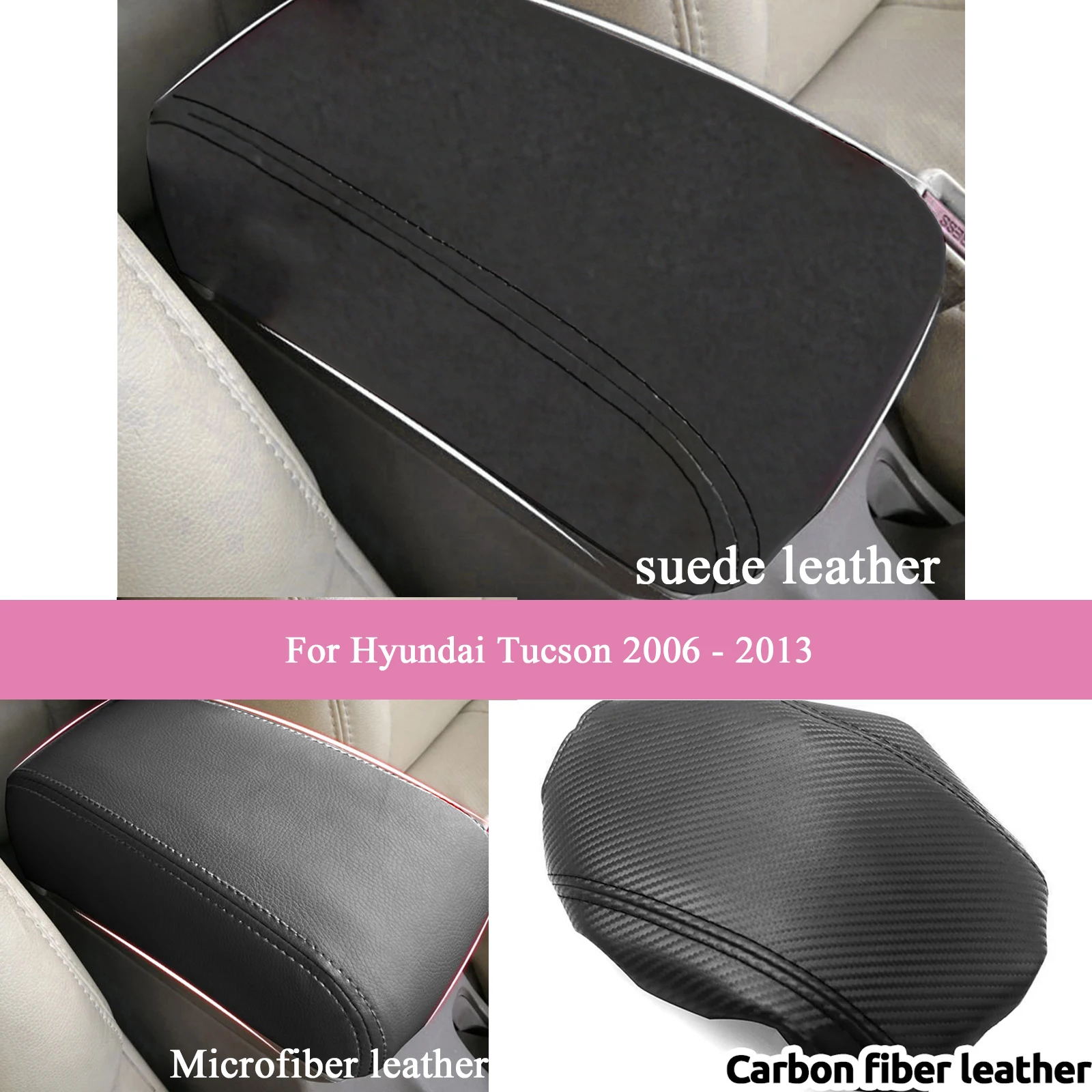 Für Hyundai Tucson 2006-2013 Wildleder Leder Auto Armlehne Box Schutz Abdeckung Zentrale Steuerung Innen Zubehör