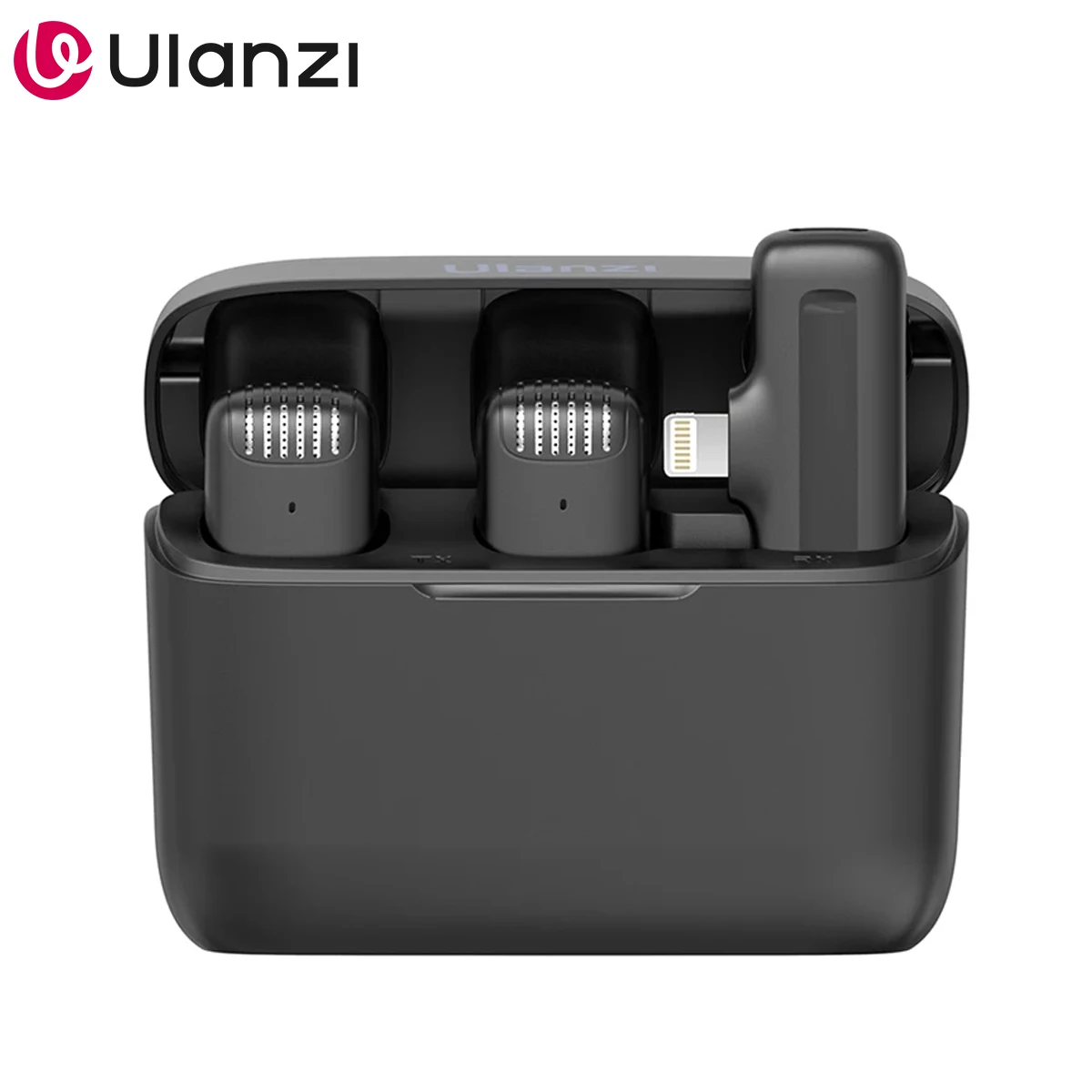 Microfone de Lapela Sem Fio ULANZI para iPhone 17 16 iPad, Microfone 2 em 1 Plug-and-Play com Estojo de Carregamento para Gravação de Vídeos com Celular