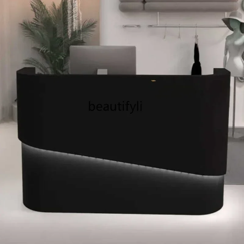 

LXCurved Clothing Store Cashier Desk Beauty Salon Front Desk Yoga Studio Hair Salon Bar Counter Reception TableSSS