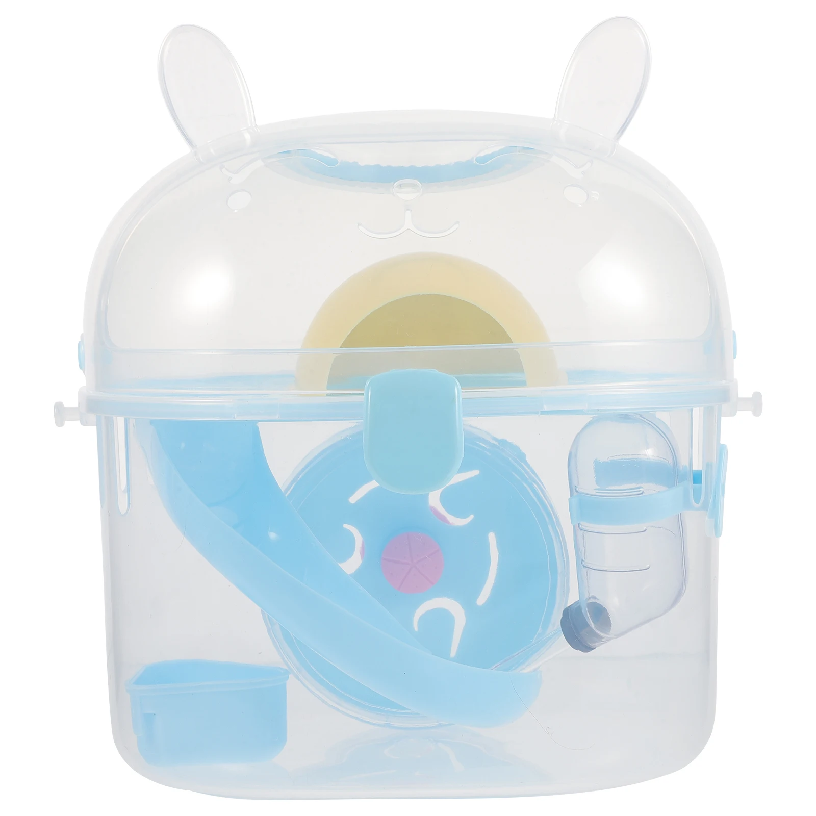 

H held Hamster Cage Travel Small Carrying Sky Blue Case Portable Pet Carrier Box Sturdy Plastic Safe Container Outdoor Use