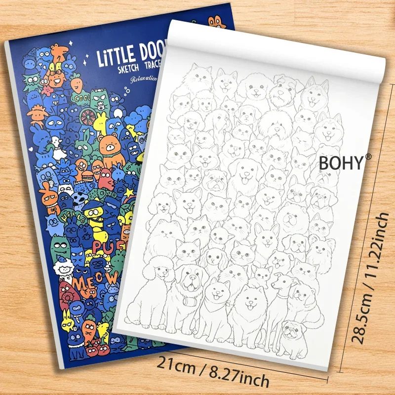 1 Large-sized Adult Decompression and Coloring Album, Totaling 16 Pages, To Soothe Emotions and Relax, Practice Art Line Copying