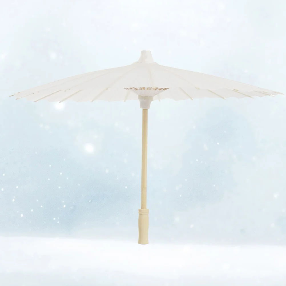 

40 Cm Performance Umbrella Japanese Gift White Paper Parasol Bamboo Wooden Party