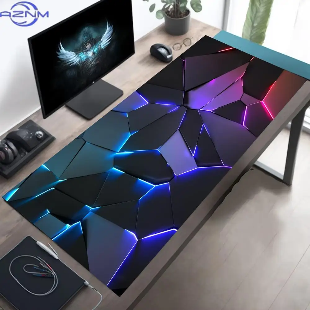 Geometric Pattern 3D Mouse Pad Computer Laptop Mouse Pad Office Large  Gaming Mousepad Rubber Bottom Non-Slip Desk Mat